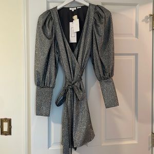 Silver sparkle Rhode wrap dress.